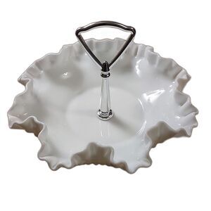 Vintage Fenton Hobnail Milk Glass Candy Nut Dish Mid-century modern